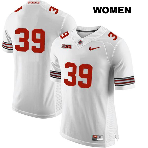 no. 39 Andrew Moore Authentic Stitched Ohio State Buckeyes White Womens College Football Jersey - No Name