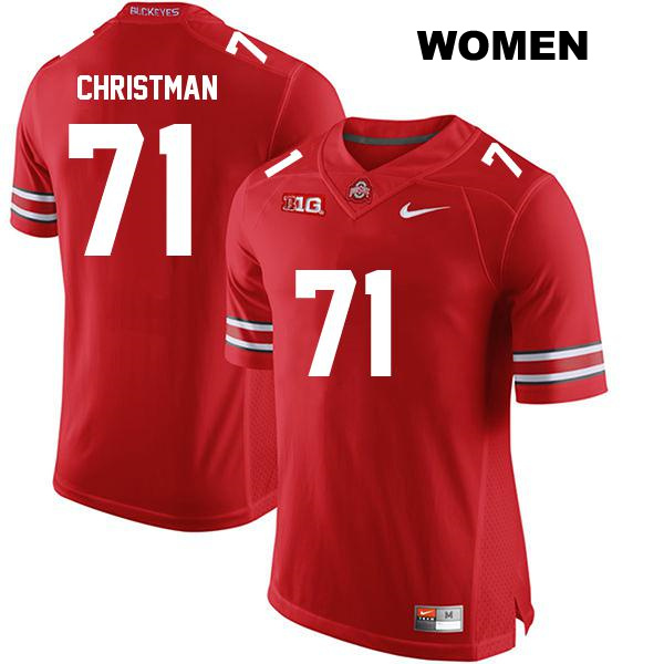 no. 71 Ben Christman Authentic Ohio State Buckeyes Red Stitched Womens College Football Jersey