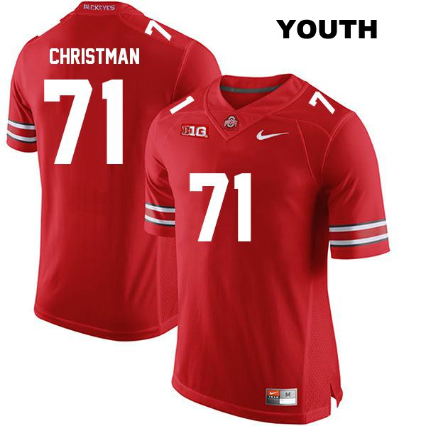no. 71 Ben Christman Stitched Authentic Ohio State Buckeyes Red Youth College Football Jersey