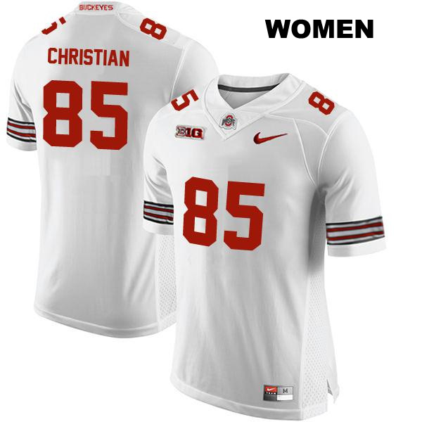 no. 85 Bennett Christian Authentic Stitched Ohio State Buckeyes White Womens College Football Jersey
