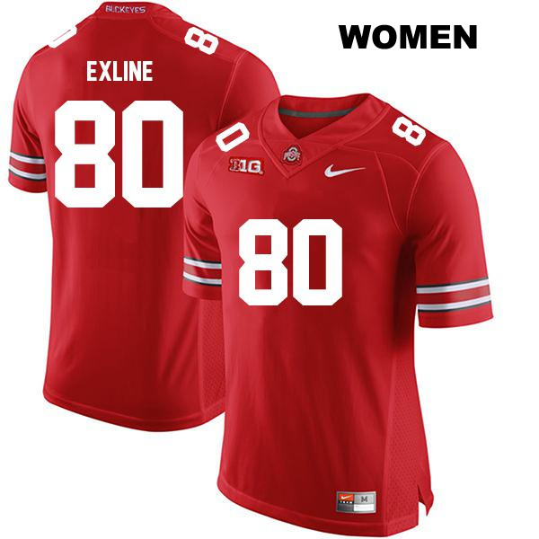 Stitched no. 80 Blaize Exline Authentic Ohio State Buckeyes Red Womens College Football Jersey