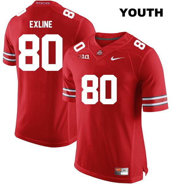 no. 80 Blaize Exline Stitched Authentic Ohio State Buckeyes Red Youth College Football Jersey