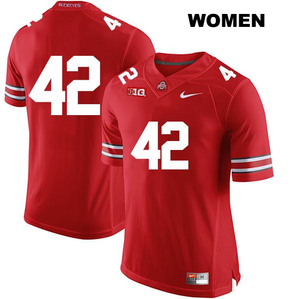 no. 42 Bradley Robinson Authentic Ohio State Buckeyes Red Stitched Womens College Football Jersey - No Name