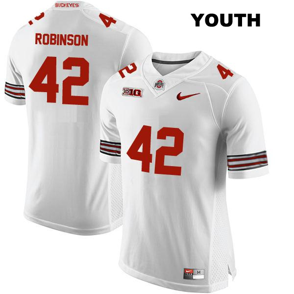 no. 42 Bradley Robinson Authentic Stitched Ohio State Buckeyes White Youth College Football Jersey