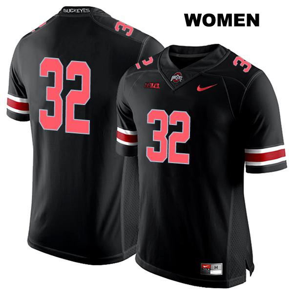 Stitched no. 32 Brenten Jones Authentic Ohio State Buckeyes Black Womens College Football Jersey - No Name
