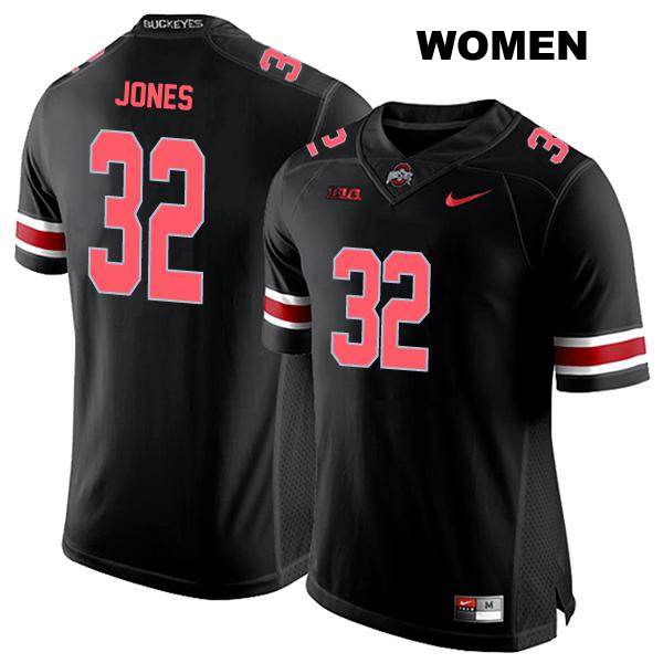 no. 32 Brenten Jones Authentic Stitched Ohio State Buckeyes Black Womens College Football Jersey