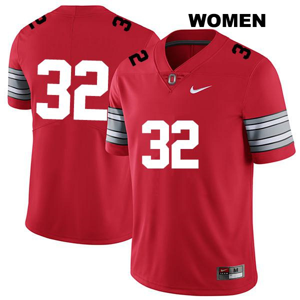 no. 32 Stitched Brenten Jones Authentic Ohio State Buckeyes Darkred Womens College Football Jersey - No Name