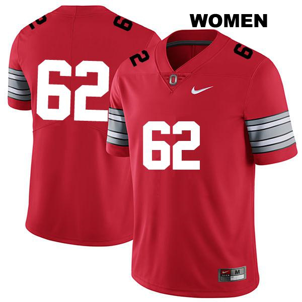no. 62 Bryce Prater Authentic Ohio State Buckeyes Darkred Stitched Womens College Football Jersey - No Name