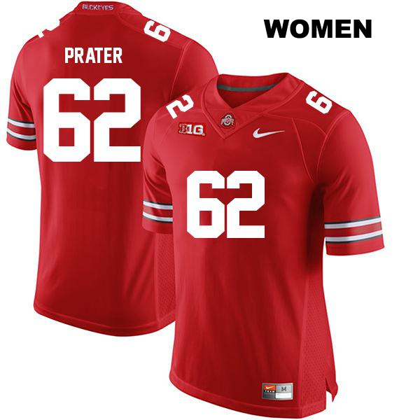 no. 62 Bryce Prater Stitched Authentic Ohio State Buckeyes Red Womens College Football Jersey