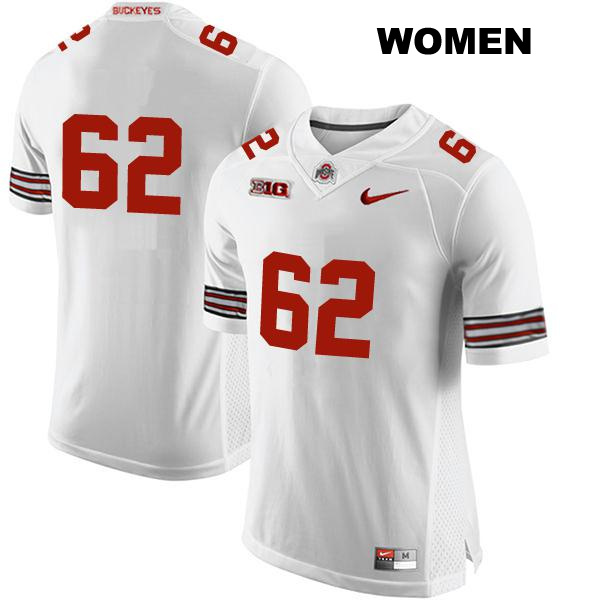 no. 62 Bryce Prater Authentic Ohio State Buckeyes Stitched White Womens College Football Jersey - No Name