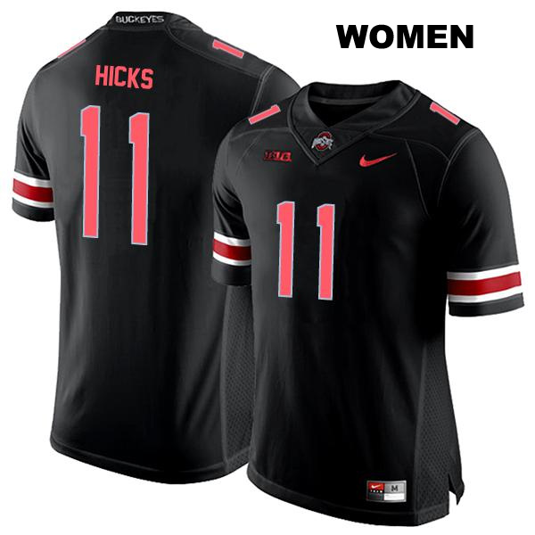 Stitched no. 11 CJ Hicks Authentic Ohio State Buckeyes Black Womens College Football Jersey
