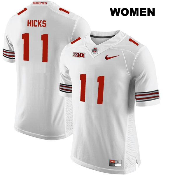 no. 11 CJ Hicks Authentic Ohio State Buckeyes White Stitched Womens College Football Jersey