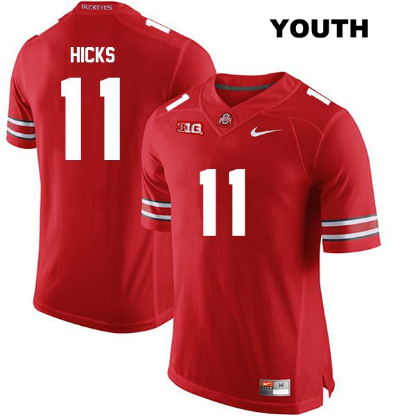 no. 11 CJ Hicks Authentic Ohio State Buckeyes Stitched Red Youth College Football Jersey