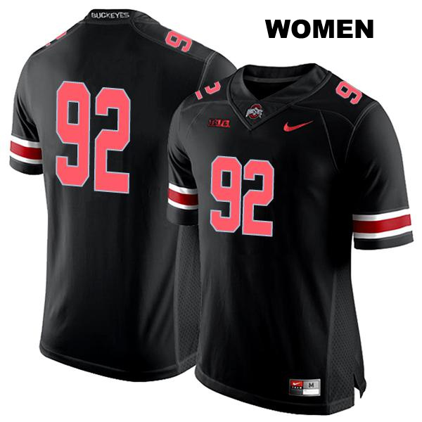 no. 92 Caden Curry Authentic Ohio State Buckeyes Stitched Black Womens College Football Jersey - No Name