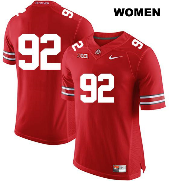 no. 92 Caden Curry Authentic Ohio State Buckeyes Red Stitched Womens College Football Jersey - No Name