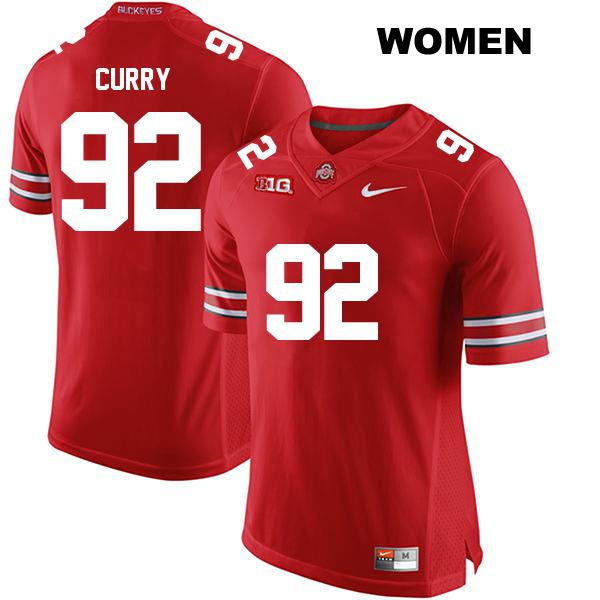 no. 92 Caden Curry Authentic Stitched Ohio State Buckeyes Red Womens College Football Jersey