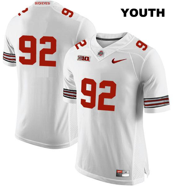 no. 92 Caden Curry Authentic Ohio State Buckeyes Stitched White Youth College Football Jersey - No Name