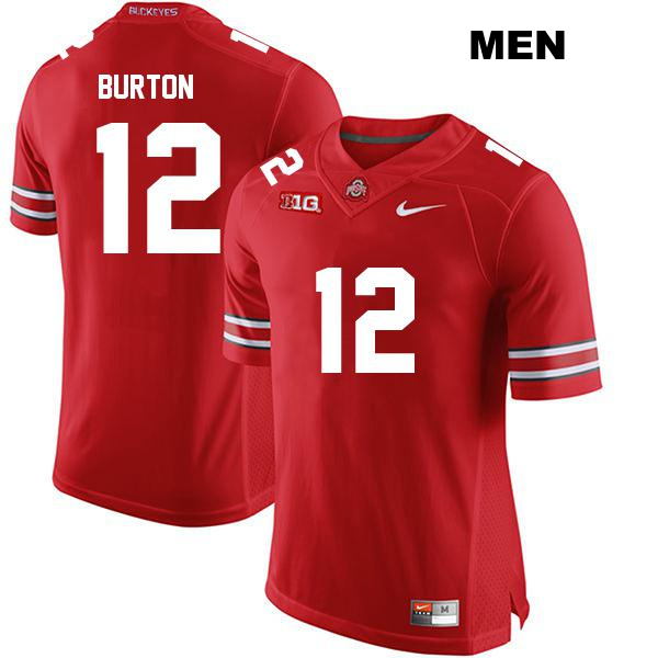 Stitched no. 12 Caleb Burton Authentic Ohio State Buckeyes Red Mens College Football Jersey