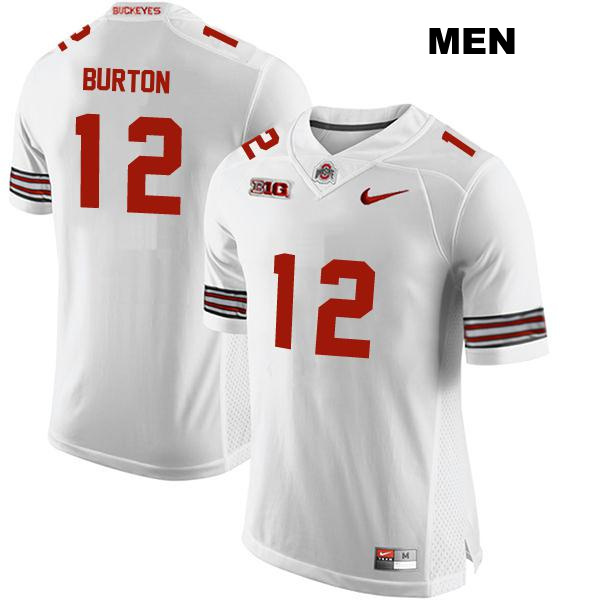 no. 12 Caleb Burton Authentic Stitched Ohio State Buckeyes White Mens College Football Jersey
