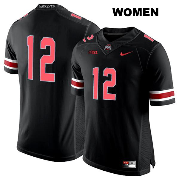no. 12 Caleb Burton Authentic Ohio State Buckeyes Stitched Black Womens College Football Jersey - No Name