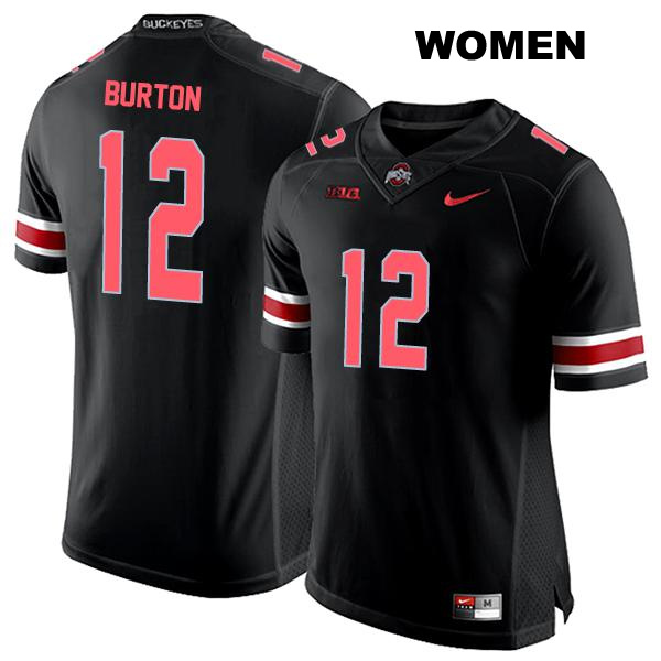 no. 12 Caleb Burton Stitched Authentic Ohio State Buckeyes Black Womens College Football Jersey