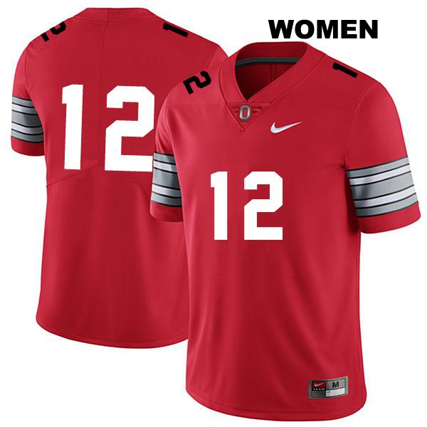 no. 12 Caleb Burton Stitched Authentic Ohio State Buckeyes Darkred Womens College Football Jersey - No Name