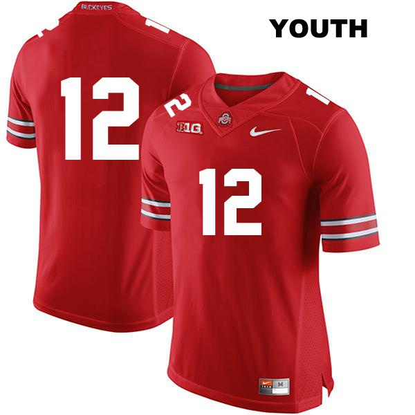 no. 12 Caleb Burton Stitched Authentic Ohio State Buckeyes Red Youth College Football Jersey - No Name