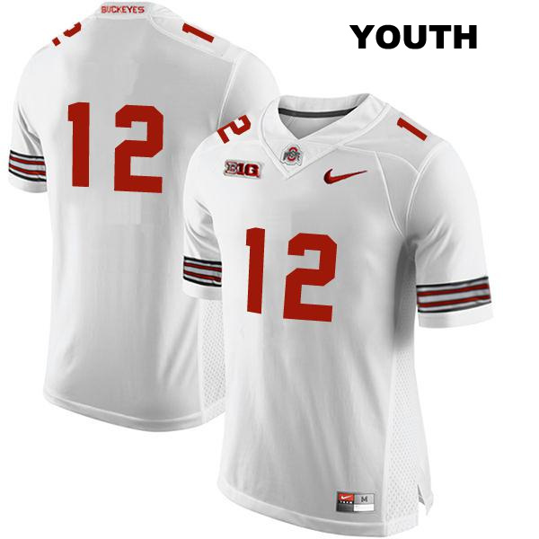 no. 12 Caleb Burton Stitched Authentic Ohio State Buckeyes White Youth College Football Jersey - No Name