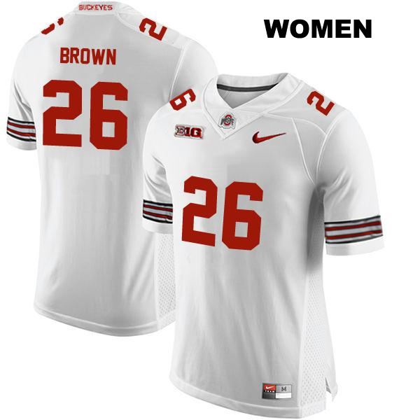 Stitched no. 26 Cameron Brown Authentic Ohio State Buckeyes White Womens College Football Jersey