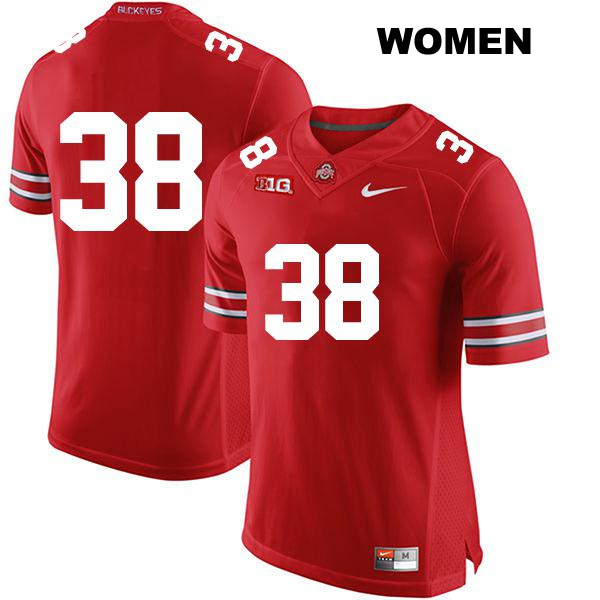 no. 38 Cameron Kittle Authentic Stitched Ohio State Buckeyes Red Womens College Football Jersey - No Name