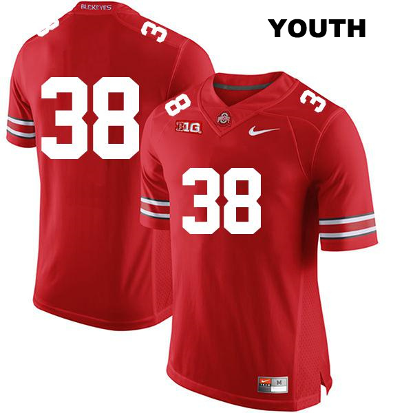 no. 38 Cameron Kittle Authentic Ohio State Buckeyes Red Stitched Youth College Football Jersey - No Name