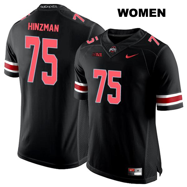 no. 75 Carson Hinzman Authentic Ohio State Buckeyes Black Stitched Womens College Football Jersey