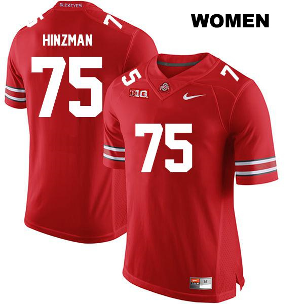 no. 75 Carson Hinzman Authentic Ohio State Buckeyes Red Stitched Womens College Football Jersey