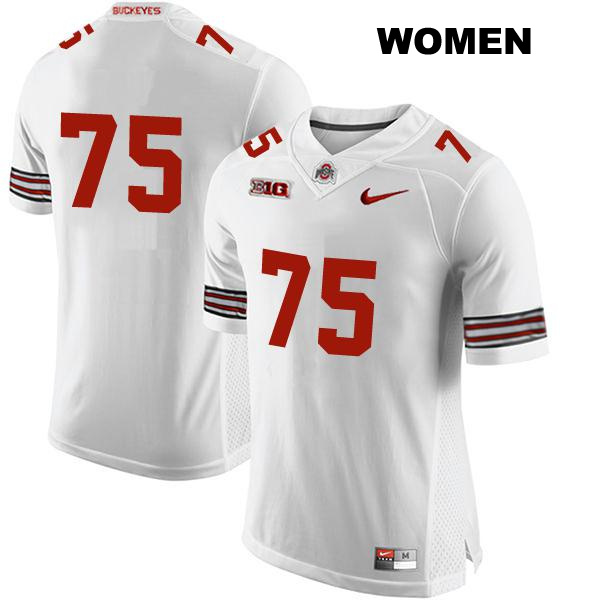 no. 75 Carson Hinzman Authentic Stitched Ohio State Buckeyes White Womens College Football Jersey - No Name