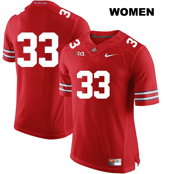 no. 33 Chase Brecht Authentic Stitched Ohio State Buckeyes Red Womens College Football Jersey - No Name