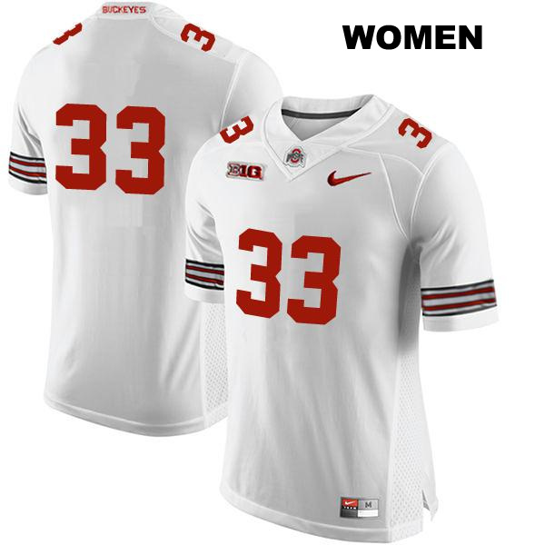 no. 33 Chase Brecht Authentic Ohio State Buckeyes White Stitched Womens College Football Jersey - No Name