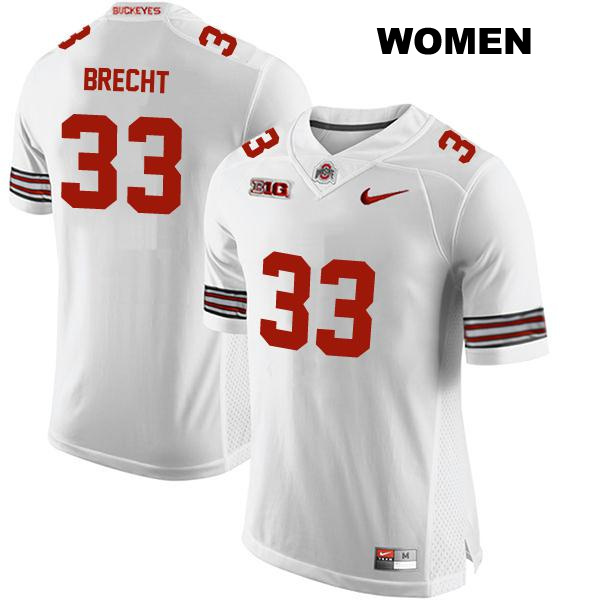 no. 33 Chase Brecht Authentic Ohio State Buckeyes Stitched White Womens College Football Jersey