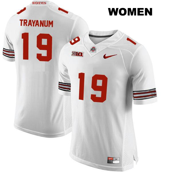no. 19 Chip Trayanum Stitched Authentic Ohio State Buckeyes White Womens College Football Jersey