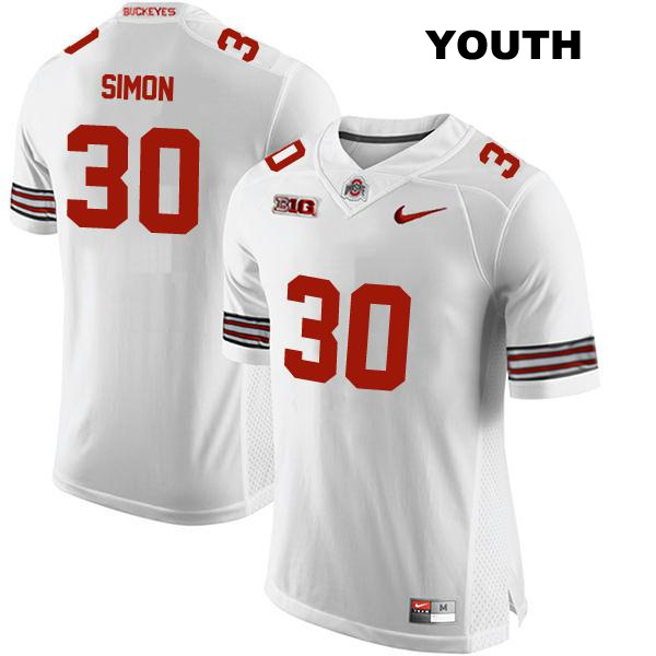 no. 30 Cody Simon Authentic Ohio State Buckeyes White Stitched Youth College Football Jersey