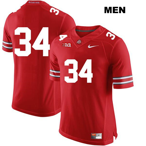 no. 34 Colin Kaufmann Authentic Stitched Ohio State Buckeyes Red Mens College Football Jersey - No Name