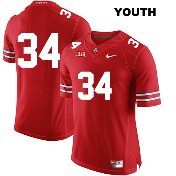 no. 34 Colin Kaufmann Authentic Ohio State Buckeyes Red Stitched Youth College Football Jersey - No Name