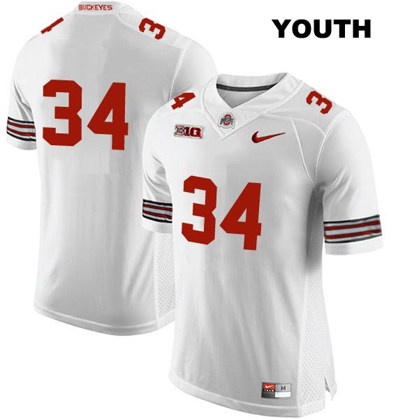 no. 34 Stitched Colin Kaufmann Authentic Ohio State Buckeyes White Youth College Football Jersey - No Name