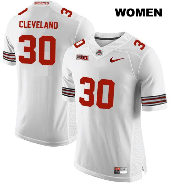 no. 30 Corban Cleveland Stitched Authentic Ohio State Buckeyes White Womens College Football Jersey