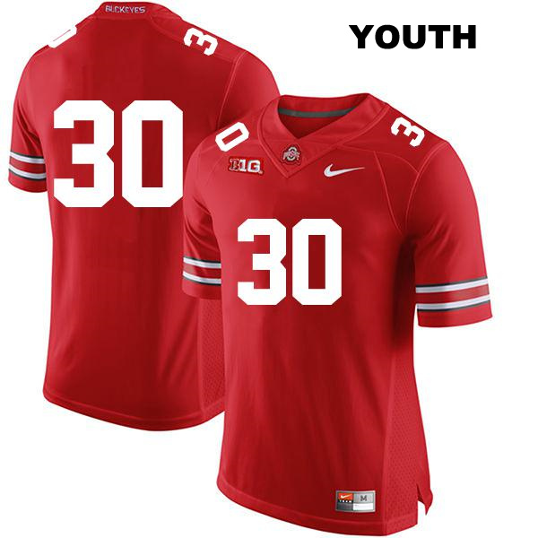 no. 30 Corban Cleveland Authentic Ohio State Buckeyes Red Stitched Youth College Football Jersey - No Name