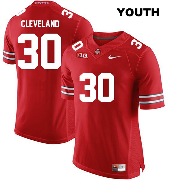 no. 30 Stitched Corban Cleveland Authentic Ohio State Buckeyes Red Youth College Football Jersey