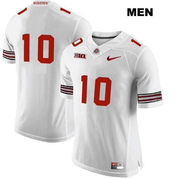 no. 10 Denzel Burke Authentic Ohio State Buckeyes Stitched White Mens College Football Jersey - No Name