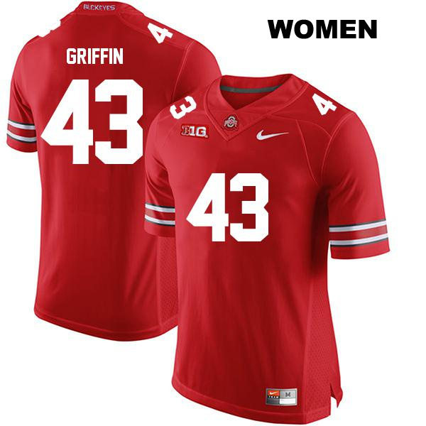 no. 43 Diante Griffin Authentic Ohio State Buckeyes Stitched Red Womens College Football Jersey