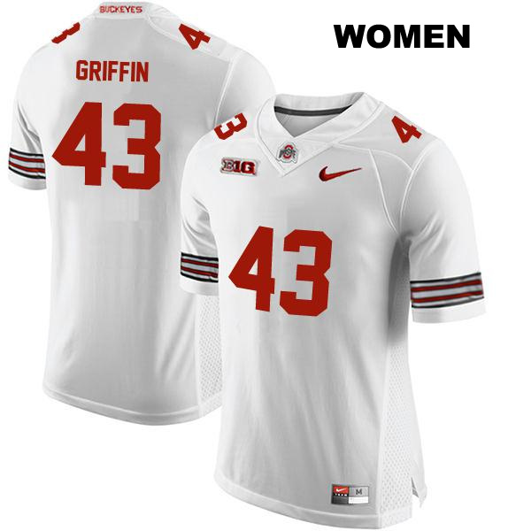 no. 43 Diante Griffin Authentic Stitched Ohio State Buckeyes White Womens College Football Jersey