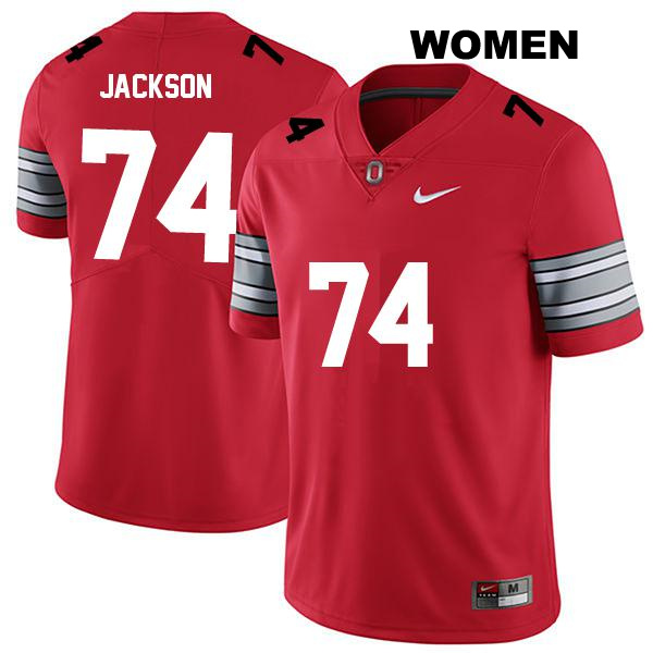 no. 74 Donovan Jackson Authentic Ohio State Buckeyes Darkred Stitched Womens College Football Jersey