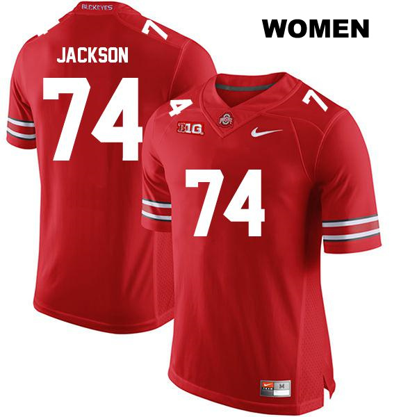 no. 74 Donovan Jackson Authentic Stitched Ohio State Buckeyes Red Womens College Football Jersey